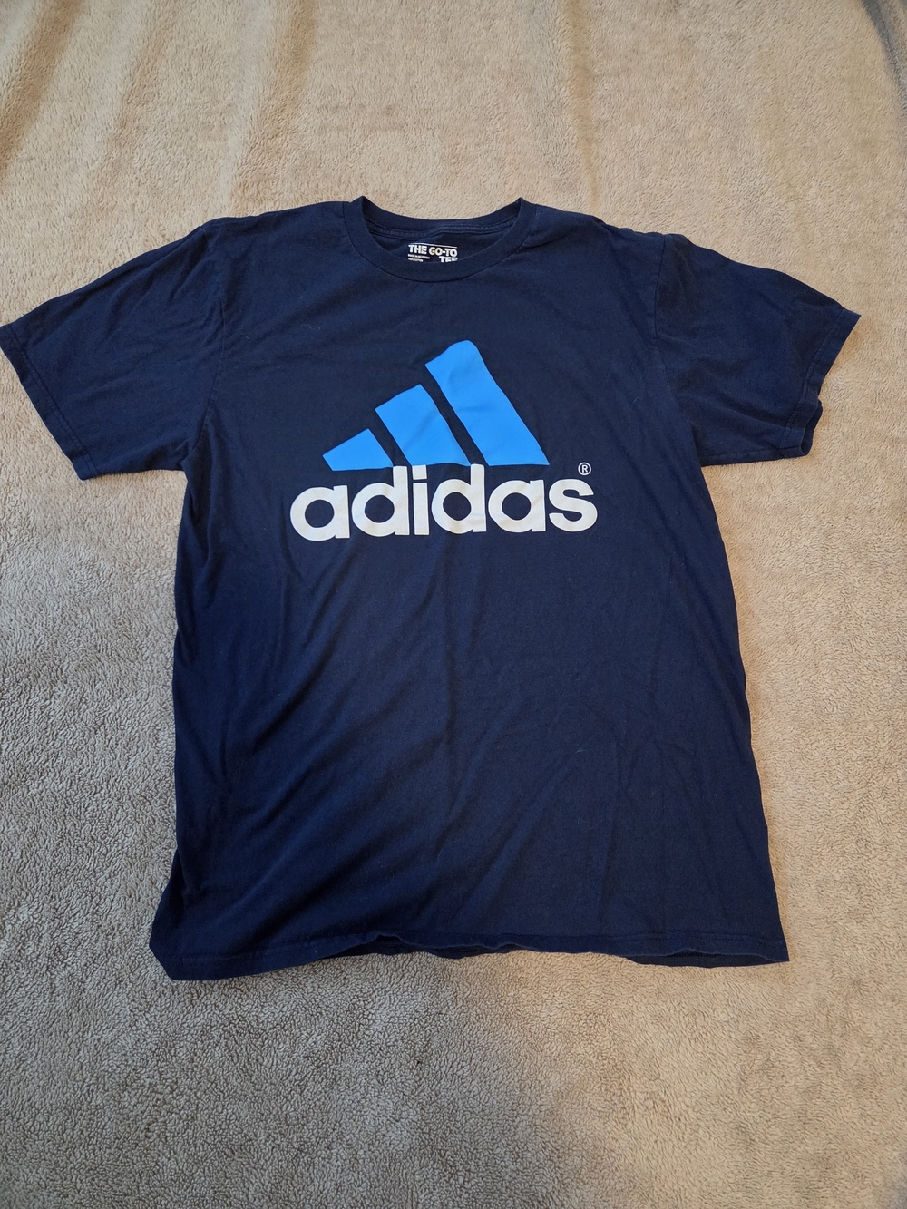 adidas Navy Tee with Bright Blue and White Logo